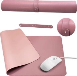 Tapis de bureau en similicuir double face pour clavier et souris 80 × 40 cm – rose