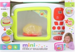 Children's battery-powered microwave with roasted chicken