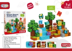 Cubes de construction magnétiques 3D avec motif dinosaures – 100 pièces