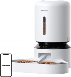 Automatischer Futterspender Petlibro mit Doppelschüssel und Wi-Fi, 5 l weiß