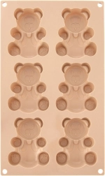 Silicone mold for cookies and muffins, bears 30 × 17.5 × 2 cm, beige