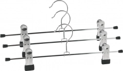 Metal trouser hanger with clips, set of 3 pcs