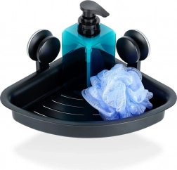 Eck-Duschablage mit Saugnäpfen, Schwarz 28 × 22 × 12 cm