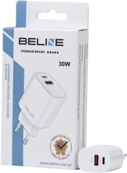 30W GaN Wall Charger with USB-C and USB-A Beline – White