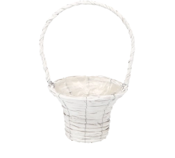 White Wicker Basket as a Planter Cover 26 × 46 cm
