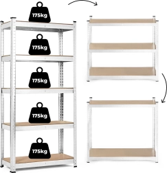 Opslagrek 180x90x40 cm van verzinkt staal, 5 legplanken, draagvermogen 875 kg ModernHome