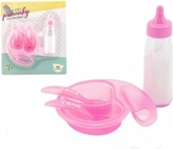 Puppenset mit Fläschchen und Geschirr