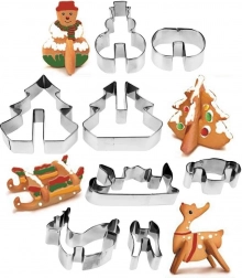 Steel Christmas 3D cookie cutters, 8 pcs