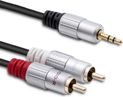 Audiokabel 2x RCA auf 3,5 mm Miniklinke, 3 m, schwarz