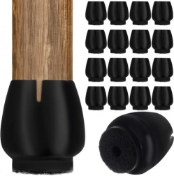 Silikon-Überzieher für Stuhlbeine mit Filz, 16er-Set (12–16 mm), schwarz