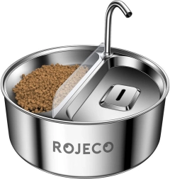 Stainless steel 2‑in‑1 pet fountain and feeder 3.2 L Rojeco