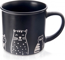 Schwarze Keramiktasse mit Katzen 500 ml