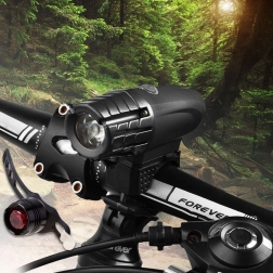 Fietslamp met USB-opladen + rode achterlamp