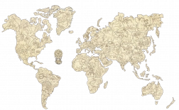 Holz-Weltkarte mit Tieren Größe M (57 × 38 cm) WOODEN CITY