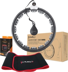 HMS Set: smart massage hula hoop with weight and counter + slimming neoprene belt