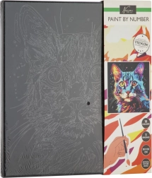 Peinture par numéros sur toile noire – chat
