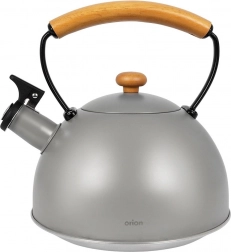 Steel gray kettle with whistle WOODEN 2.9 l