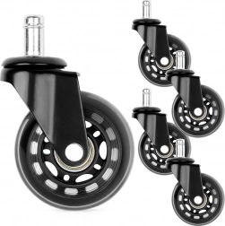 Gummierte Rollen für Bürostuhl 63 mm, Stift 11 mm, Set 5 Stück