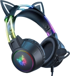 Casque gaming avec oreilles de chat Onikuma, noir