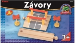 Bahnübergang mit Schranken und Schildern