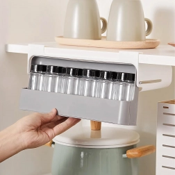 Einschiebbarer Gewürz-Organizer mit 6 Gläsern, bohrfreie Montage