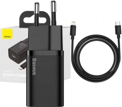 Baseus Super Si Fast Charger 1C 20W with USB-C to Lightning Cable 1m Black