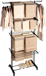 Metallischer vertikaler Wäscheständer auf Rollen XXL 74,5 × 64 × 225 cm