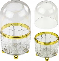 Organizer für Kosmetik mit drehbarem Sockel und durchsichtigem Deckel