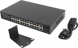 Lanberg 24-poorts gigabit PoE+ switch 250 W met 2x SFP en 2x uplink