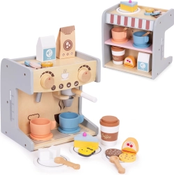 Holz-Kaffeemaschine für Kinder 2-in-1 mit Café und 26 Zubehörteilen ECOTOYS