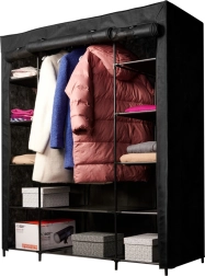 Textiler faltbarer Kleiderschrank XXL schwarz