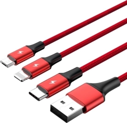 Universal Charging Cable 3in1 USB with USB-C, microUSB and Lightning connectors, 1.2m