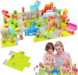 Wooden Building Set Build a Town 120 pcs