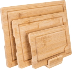 Planches à découper en bambou RUHHY 3-en-1 avec support