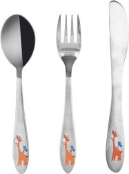 Kinderbesteck aus Edelstahl Giraffe, 3-teilig
