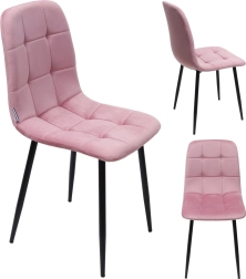 Gestoffeerde velours stoel voor eetkamer en woonkamer, roze
