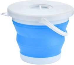 Silicone Collapsible Bucket 5 L - Blue and White (with Lid)