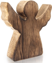 Wooden Christmas angel figurine from mango wood 10 cm