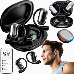 Wireless Bluetooth in-ear headphones with charging case and AI translator, black