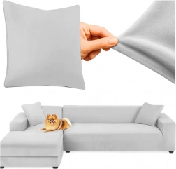 Hellgrauer elastischer Schutzbezug für das Sofa RUHHY 145-185 cm