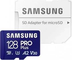 Samsung 128 PRO Plus microSD Memory Card + Adapter