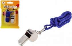 Metalen fluit met blauwe koord