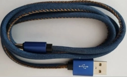 USB 8 pin cable with premium denim braiding 1 m
