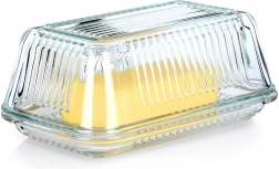 Glas-Butterdose Vilde, geriffeltes Design, 17 × 10 × 7 cm