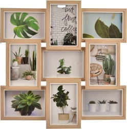 Cadre photo collage en bois pour 9 photos 45 × 45 cm marron