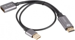 HDMI-adapter (mannelijk) naar DisplayPort (vrouwelijk) 4K aan kabel van 20 cm, zilverkleurig