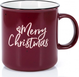 Große Steingut-Tasse Merry Christmas 700 ml bordeauxrot