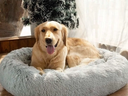 Plüschbett für Katzen und kleine Hunde 50 cm – Grau