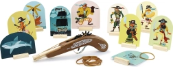 Vilac wooden pirate gun with rubber bands and target