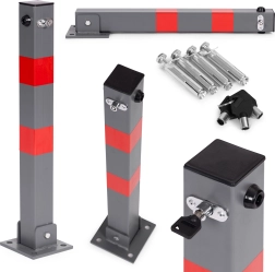 Inklapbare parkeerpaal 60 cm met slot en reflecterende strepen
